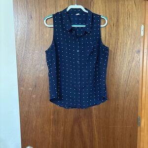 Old Navy Navy Blue Sleeveless Button Down Blouse